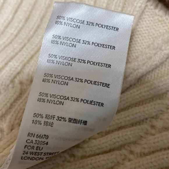 Free People Emmaline Beige Long Sleeve Cable Knit Cutout Mini Sweater Dress S - Picture 6 of 6